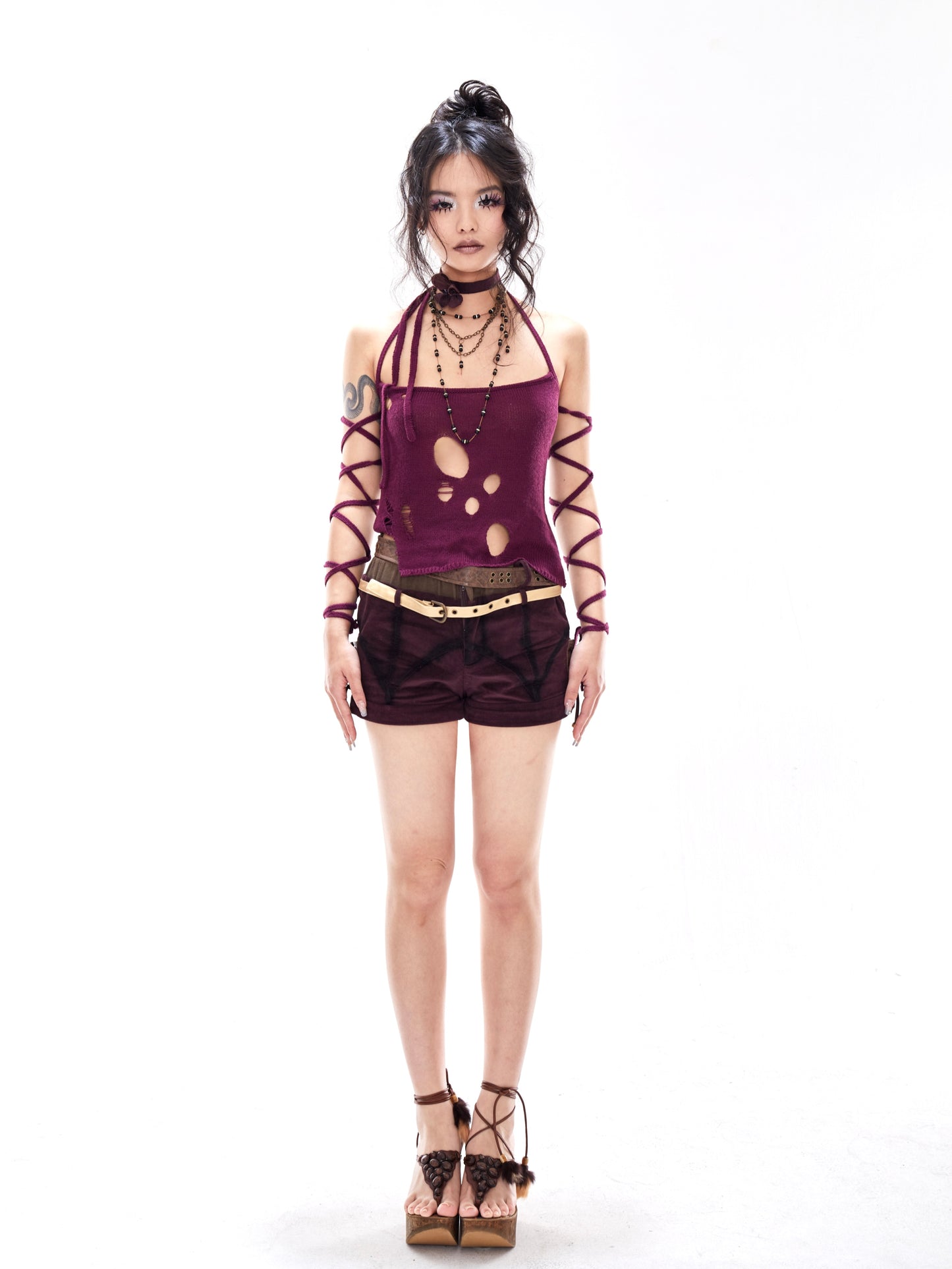 Purple stretch knit top