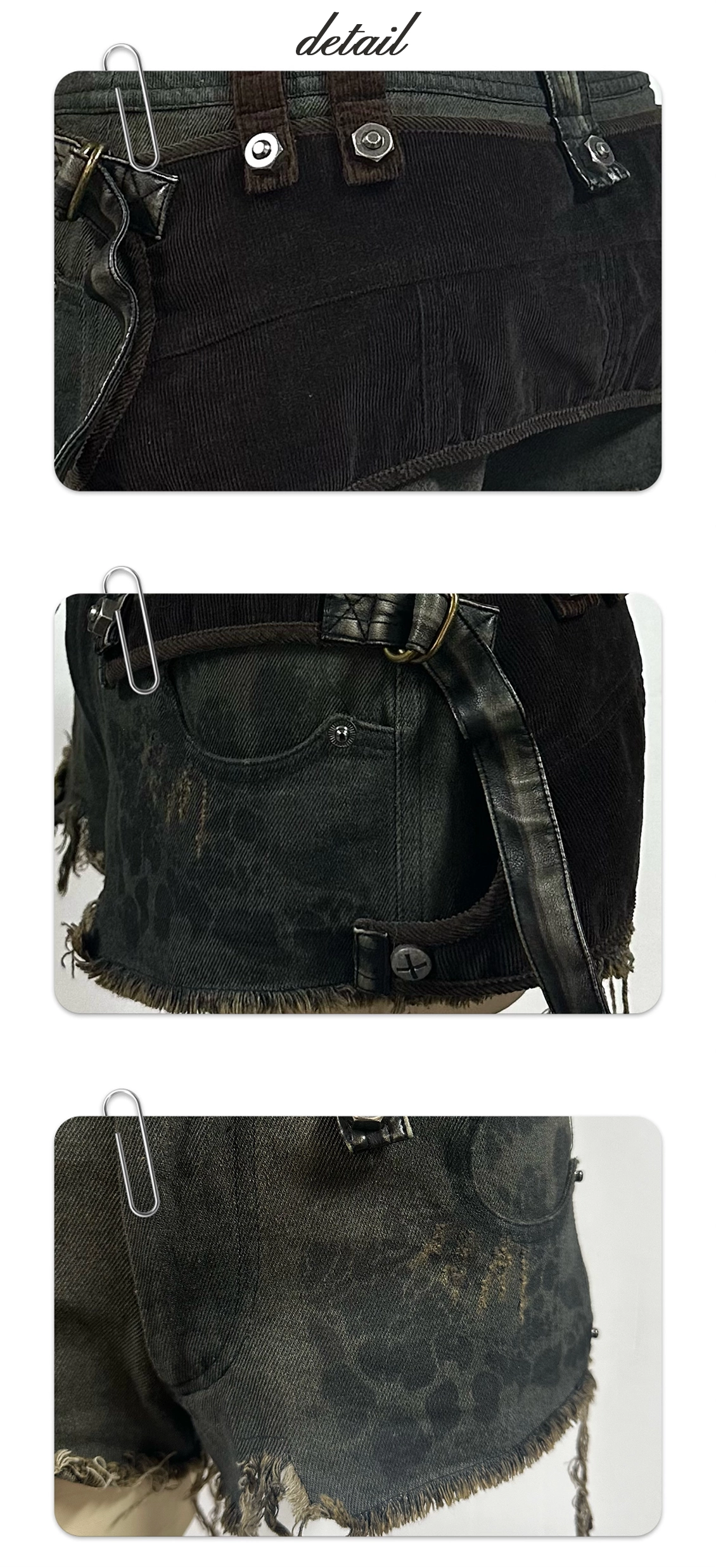 Washed distressed denim low-rise jeans with frayed edges