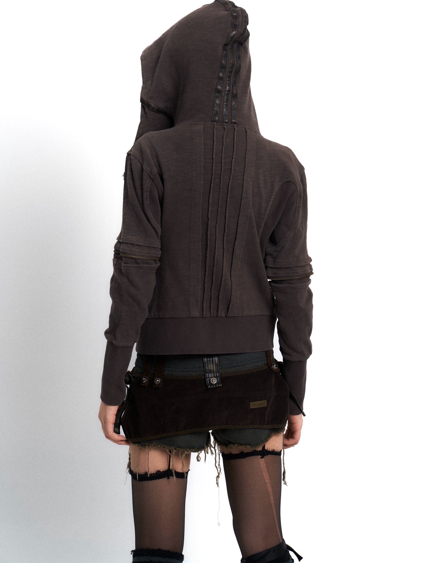 Vintage wash printed hooded coat