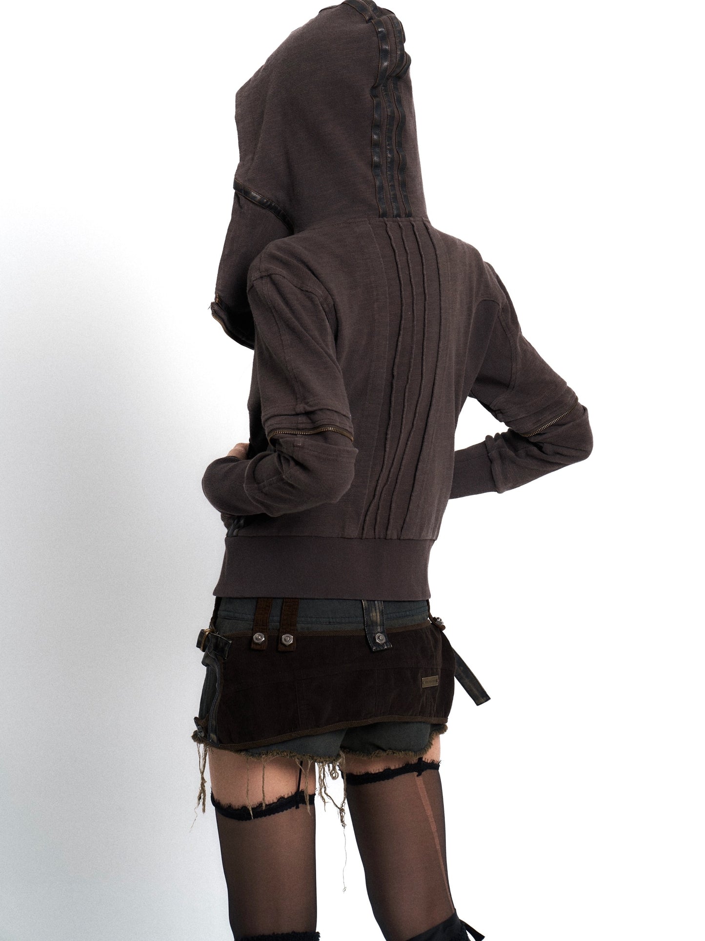 Vintage wash printed hooded coat