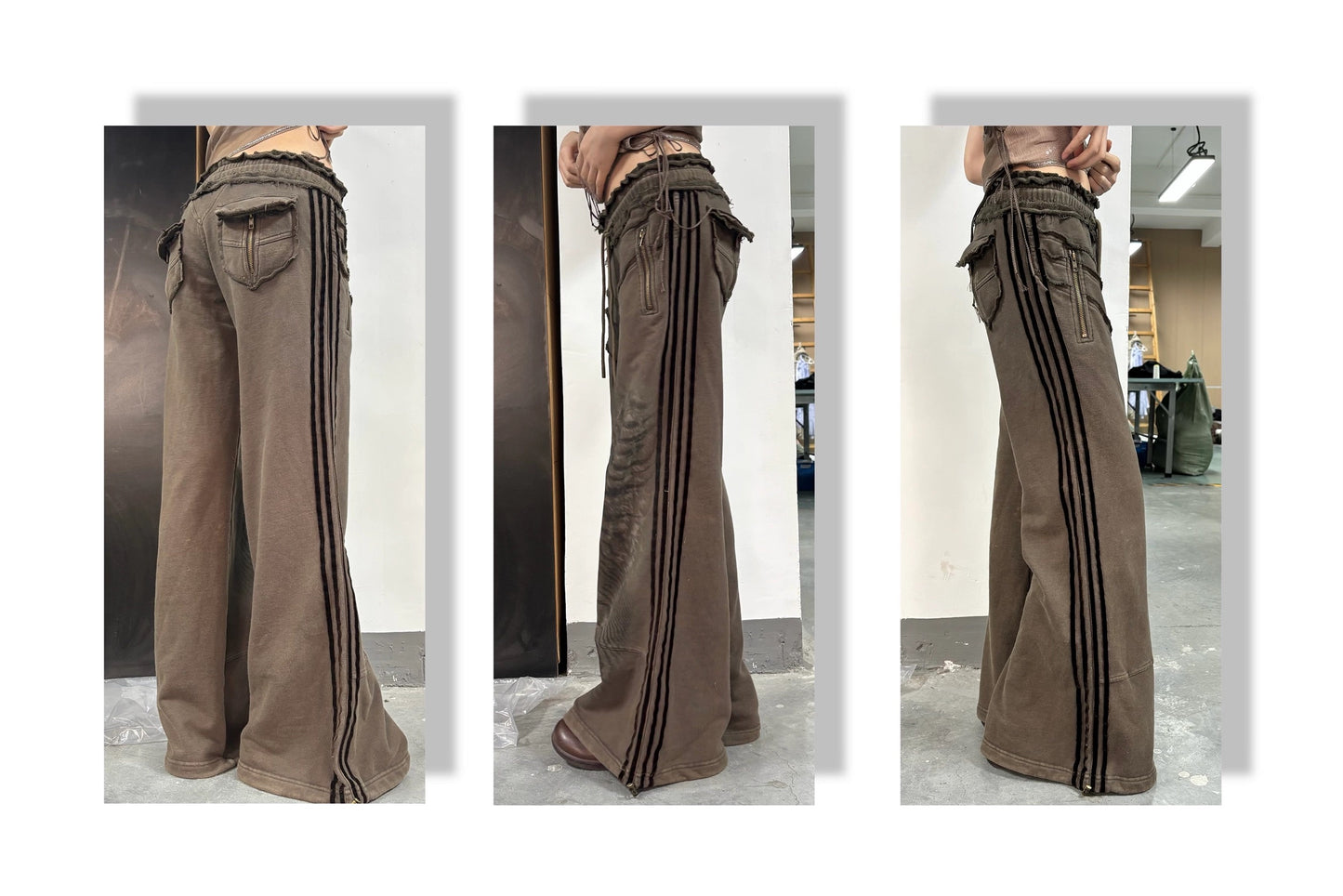 Distressed Wash Raw Hem Printed Pants