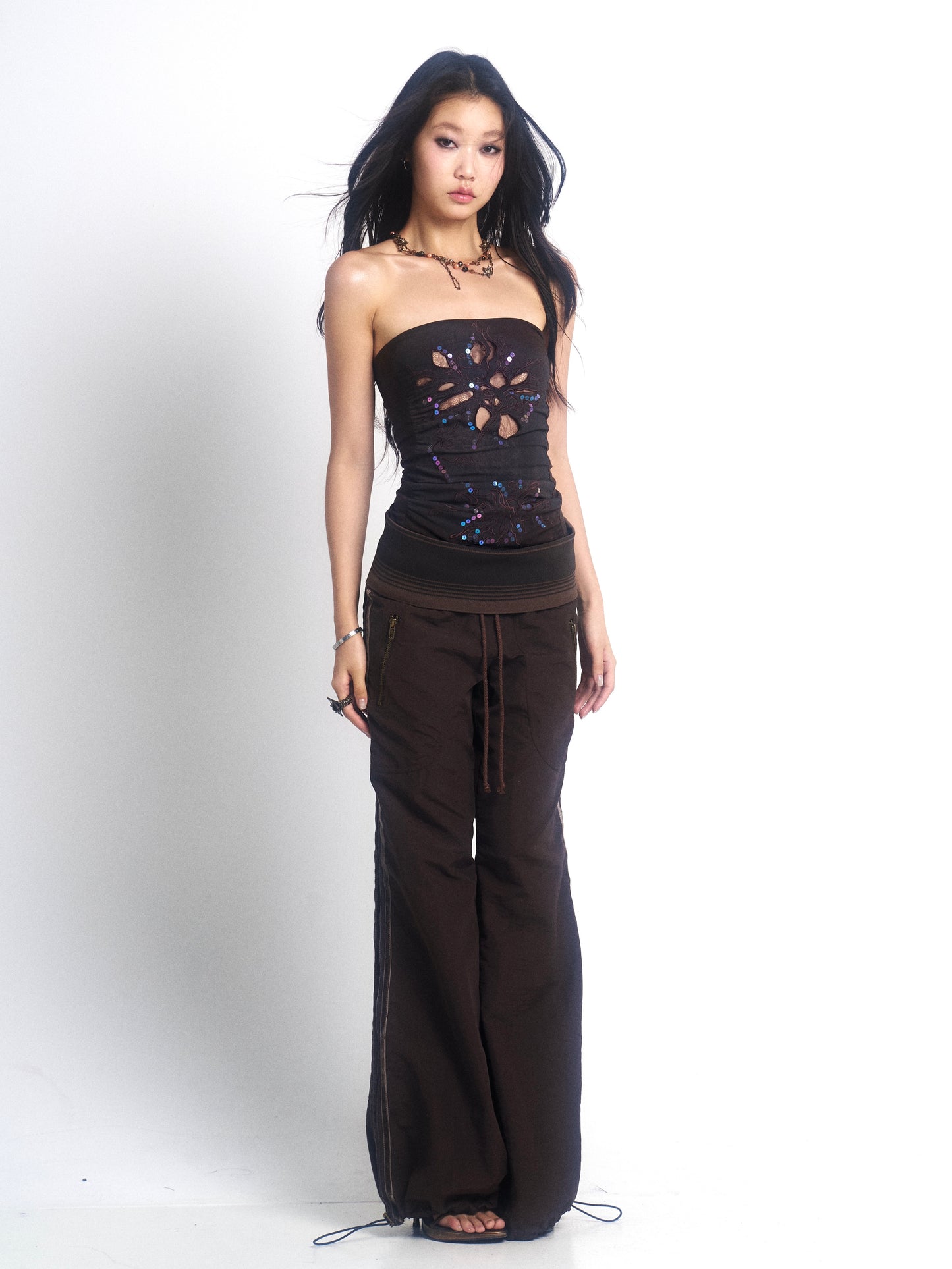 Relaxed Retro Stripe Pants with Ribbed Panels