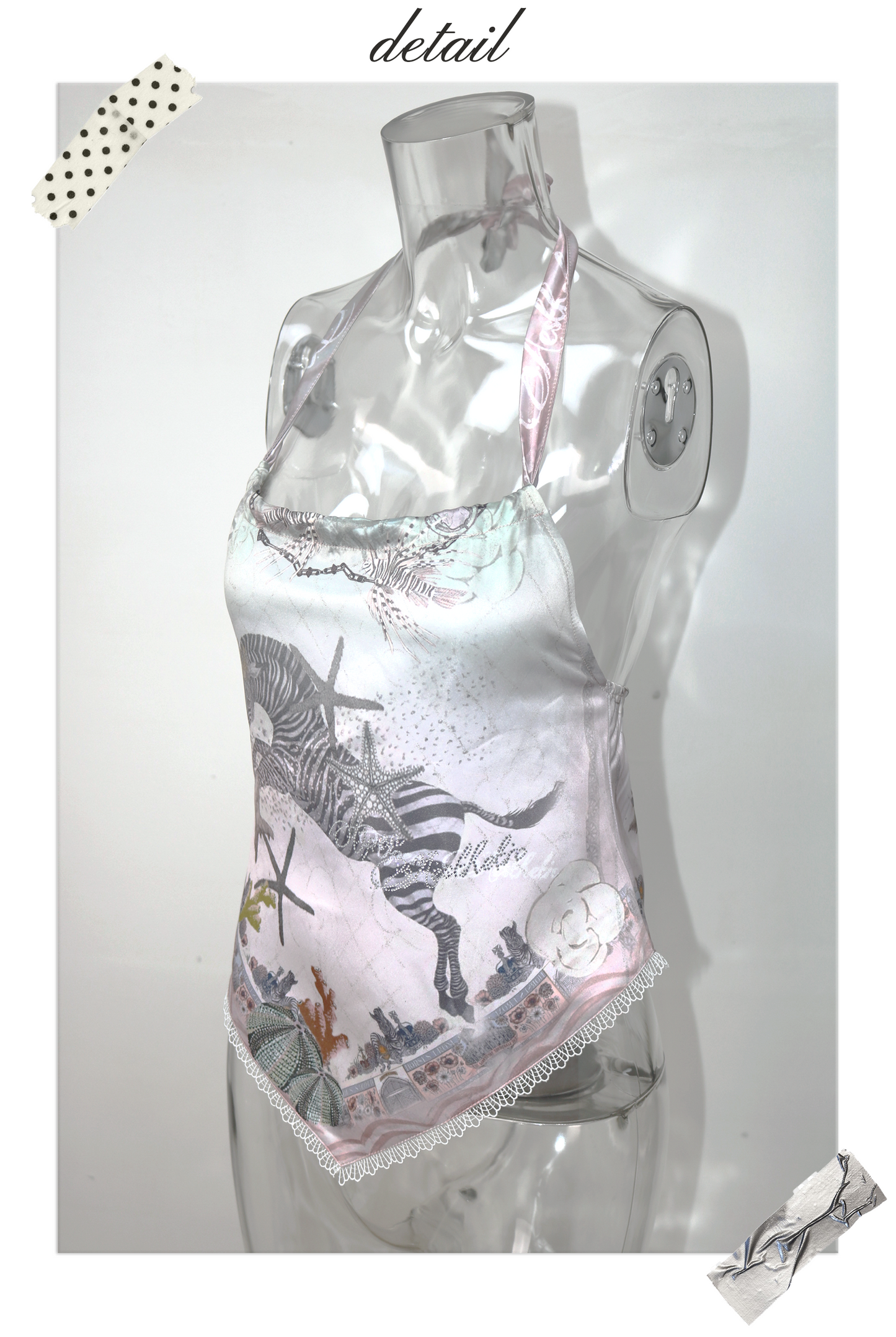 Printed & Crystal-Embellished Halter Neck Camisole
