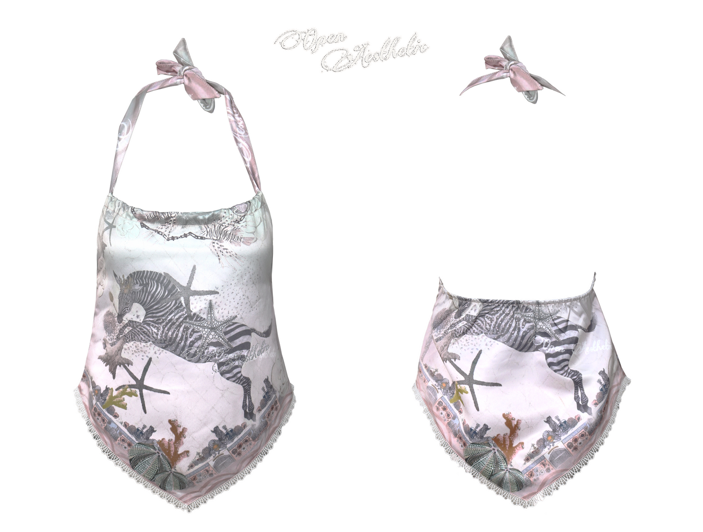 Printed & Crystal-Embellished Halter Neck Camisole