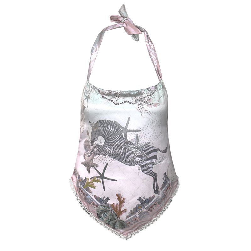 Printed & Crystal-Embellished Halter Neck Camisole