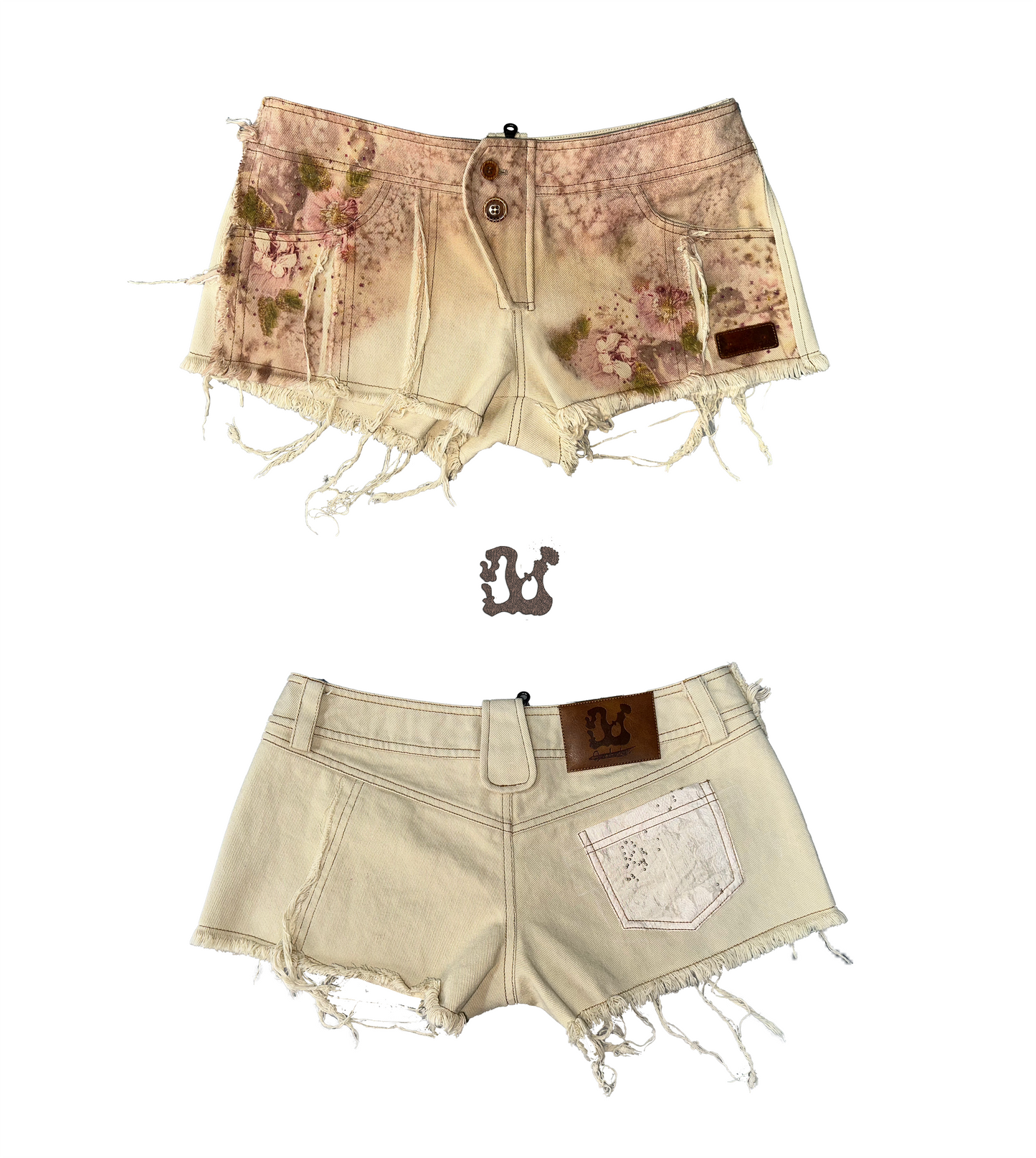 Raw-Edged Low-Waisted Printed Shorts
