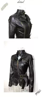 Zip-Paneled Double-Belt Leather Jacket