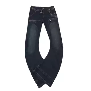 Washed Low-Rise Jeans with Curved Zip Waist Detail