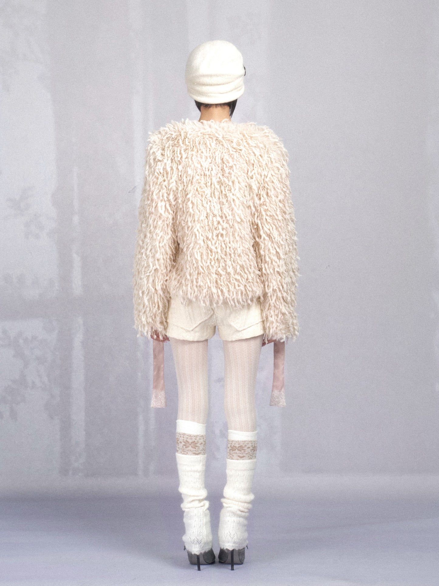 Lace and Jersey Paneled Hooded Long Sleeve Bodysuit