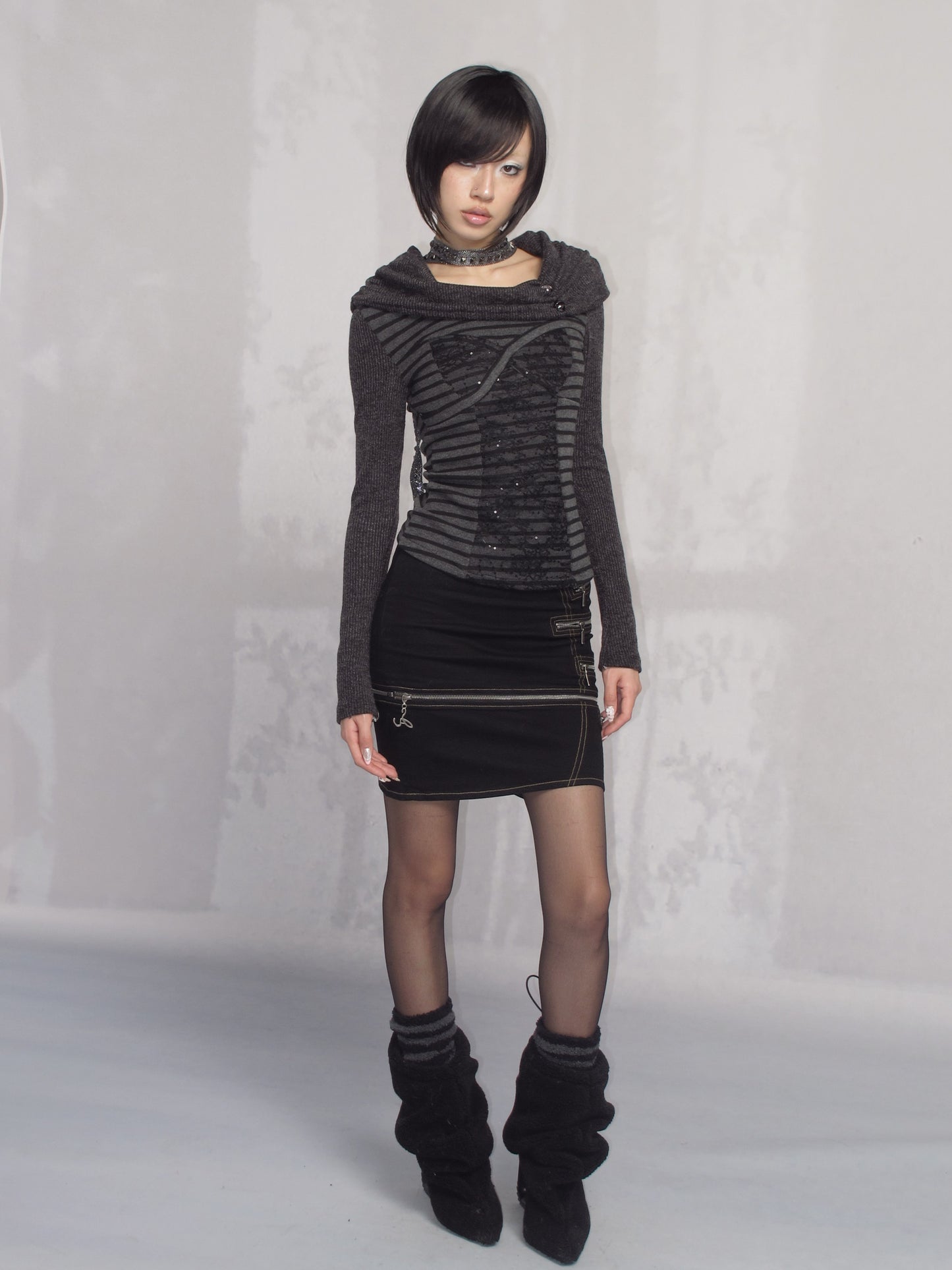 Striped Off-Shoulder Ruched Stretch Jersey Top