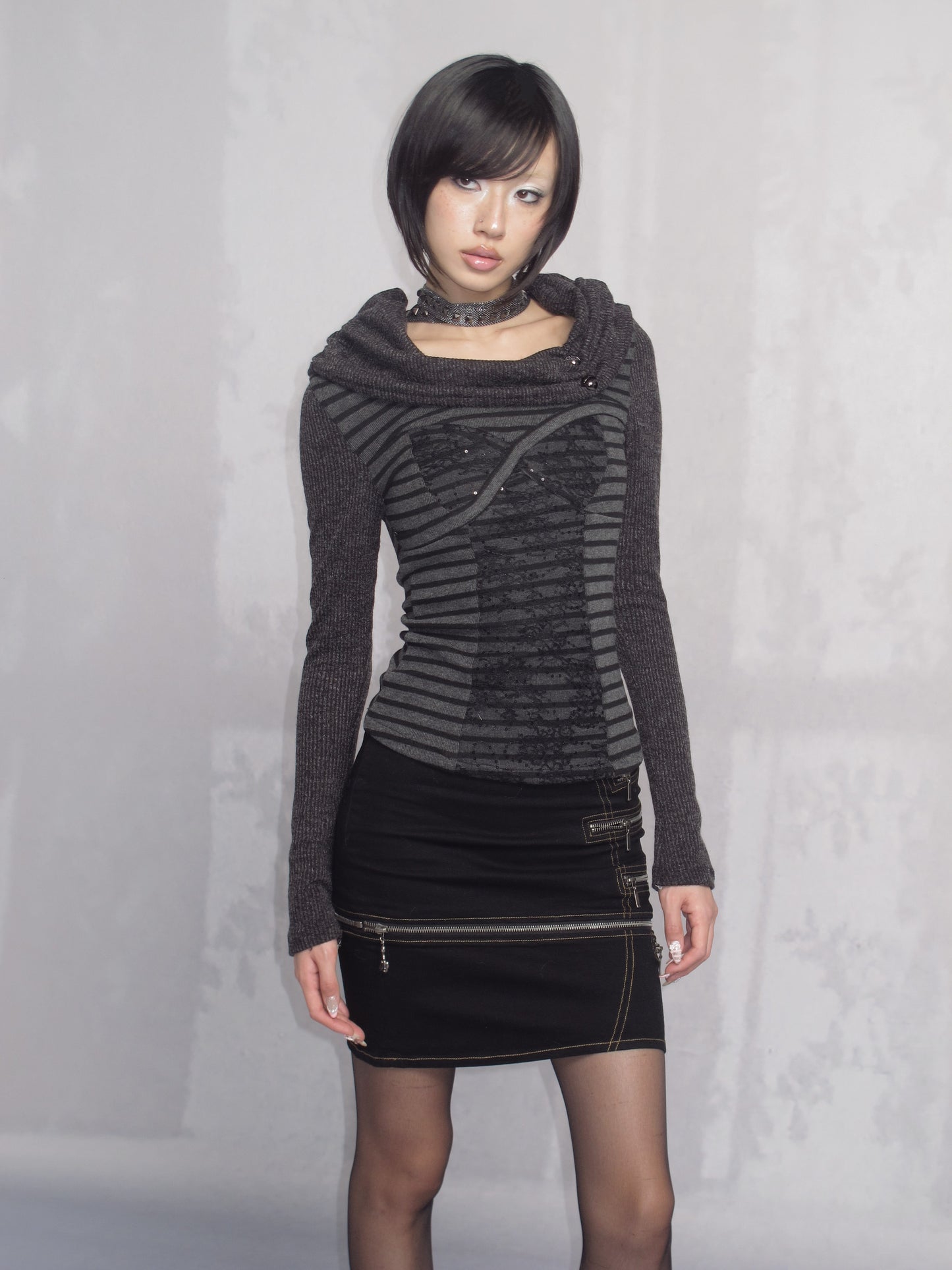 Striped Off-Shoulder Ruched Stretch Jersey Top