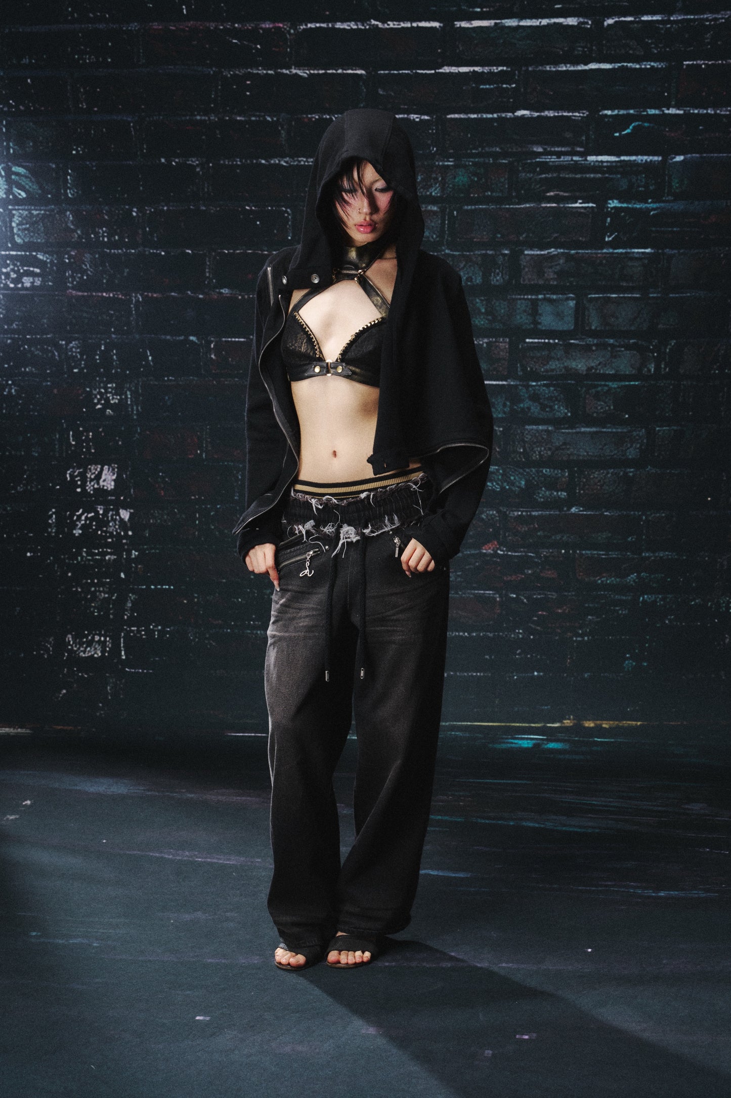 Dark Academia Lace & Mesh Two-Piece Set with Sculpting Halter Top