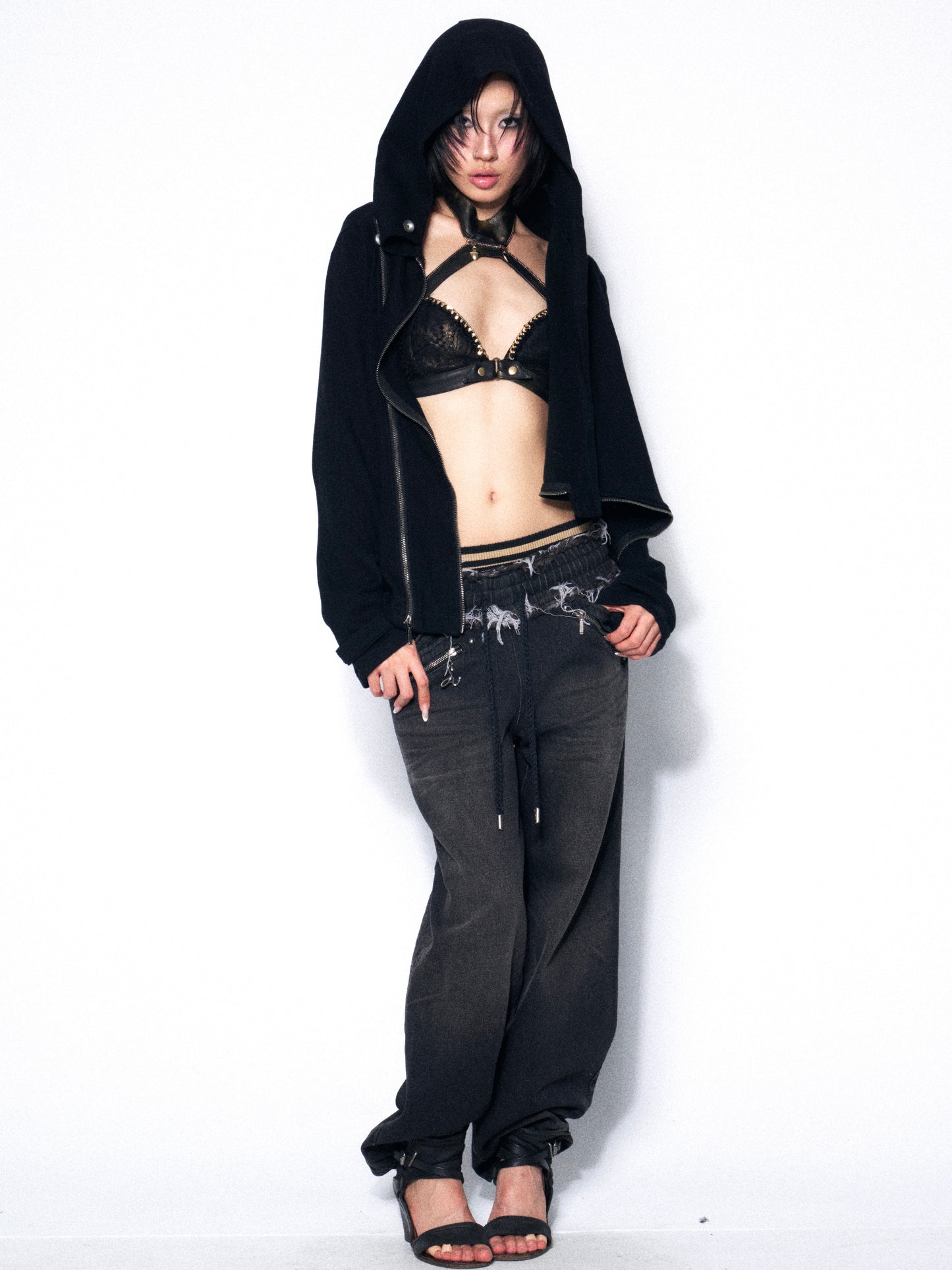 Dark Academia Lace & Mesh Two-Piece Set with Sculpting Halter Top