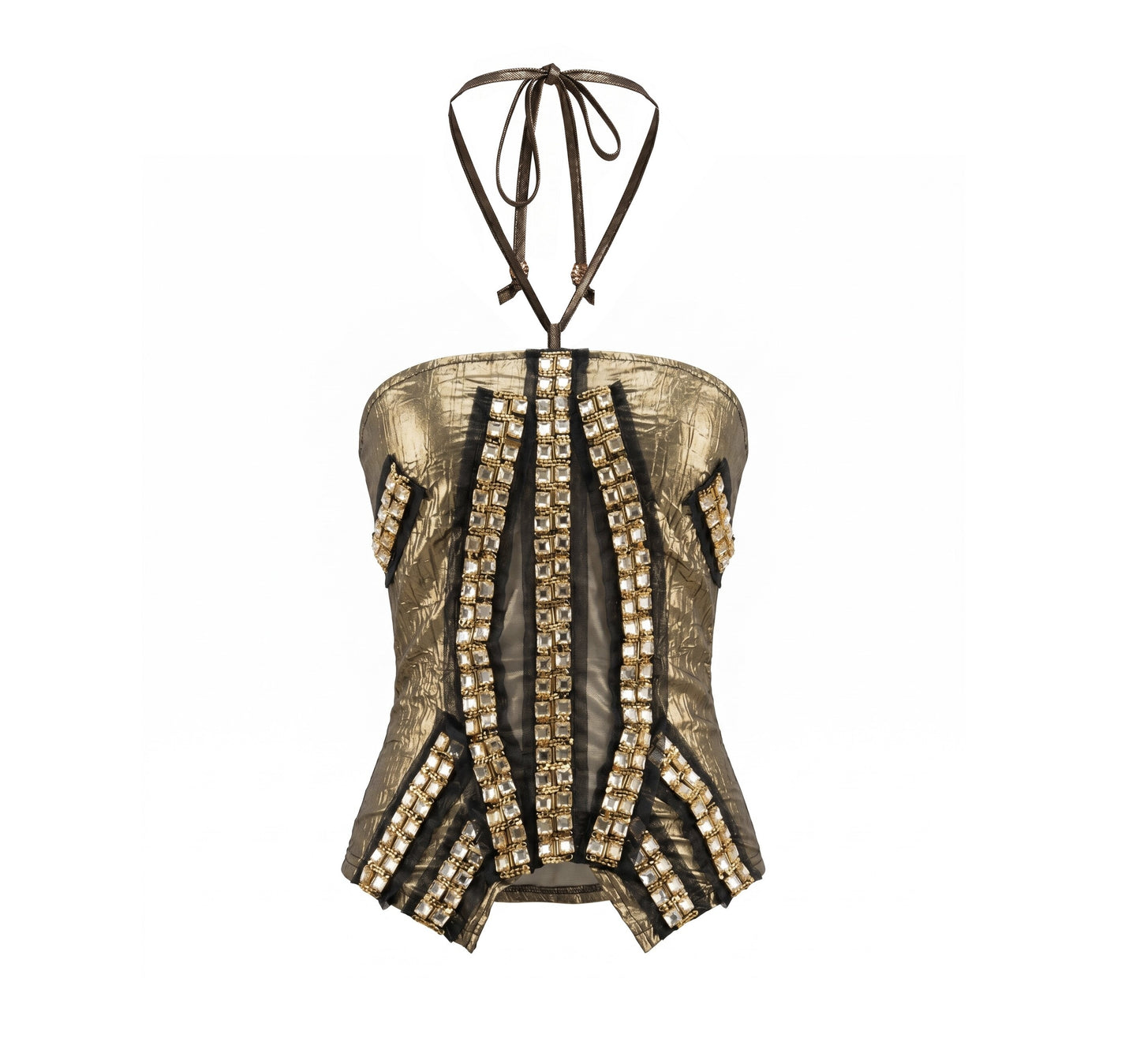 Halter Top with Crystal and Sequin Details