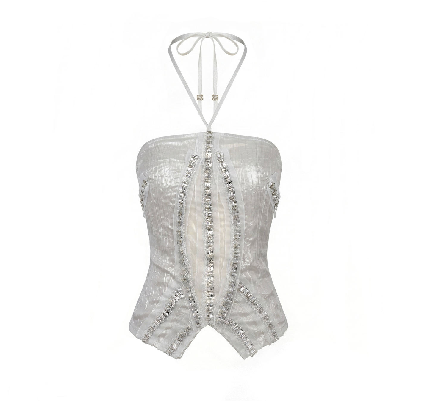 Halter Top with Crystal and Sequin Details