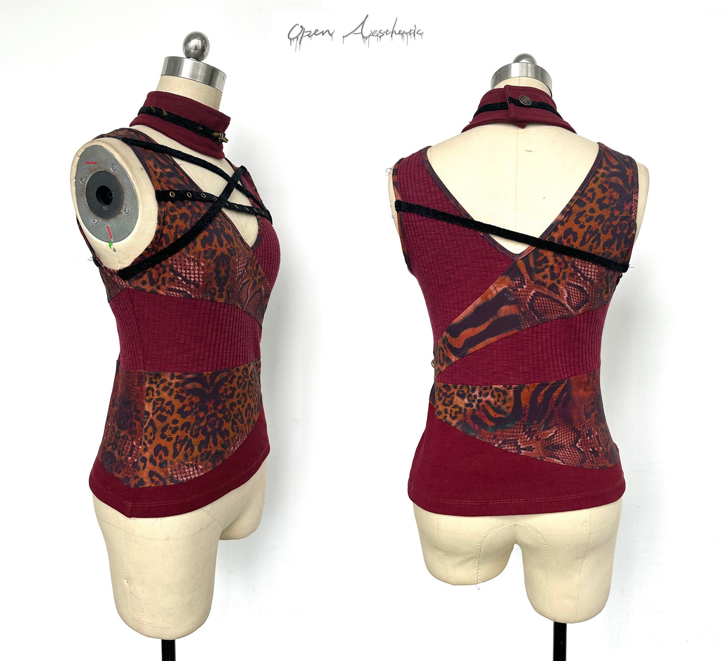 Printed Knitted stitching sleeveless top + Neckpiece